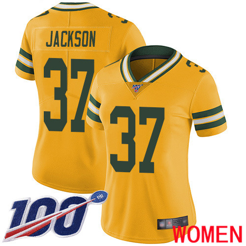 Green Bay Packers Limited Gold Women #37 Jackson Josh Jersey Nike NFL 100th Season Rush Vapor Untouchable->green bay packers->NFL Jersey
